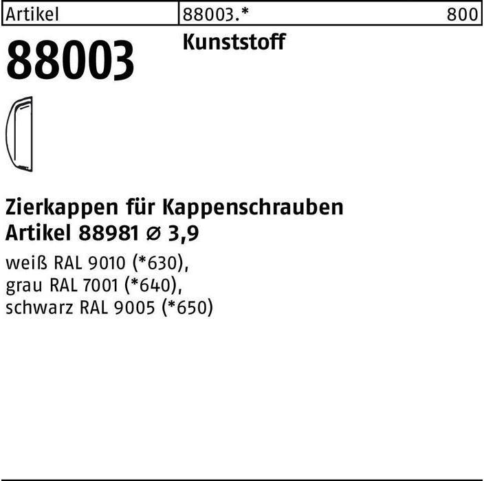 Immagine prodotto Tappo decorativo R 88003 f.tappo viti F. 3.9 plastica bianco