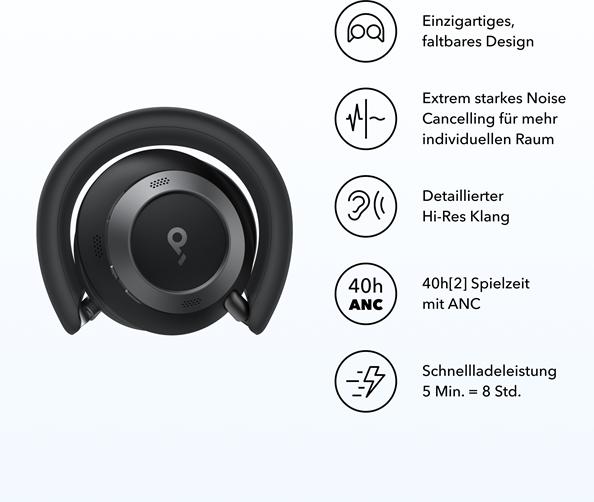 Produktbild Anker Soundcore Space One Pro + Case black (ANC, 40 h, Kabelgebunden)