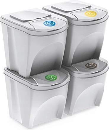 Image du produit Prosperplast Système de tri des déchets 4x25L, Blanc (100 l)