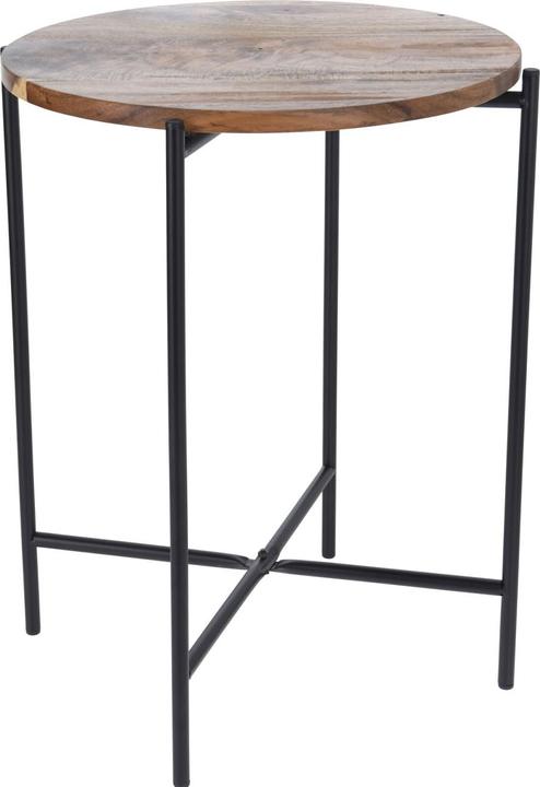 Produktbild H & S Collection Beistelltisch mit Akazienholzplatte, rund, schwarz, Ø40 x H48 cm (40 x 48 cm)