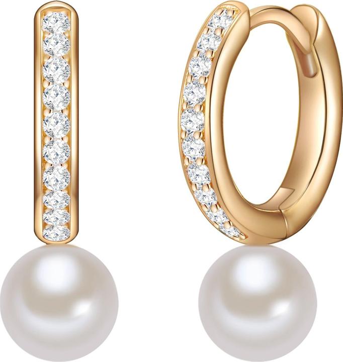 Valero Pearls Damen Sterling Silber Zirkonia Süsswasser-Zuchtperle gelbgold - 11886 (Sterling Silber)