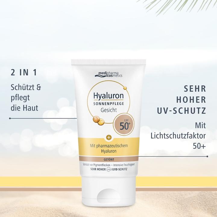 Actual product image Medipharma cosmetics Hyaluron Sun Care Face tinted SPF 50+, 50 ml Cream (Suntan cream, SPF 50+, 50 ml)