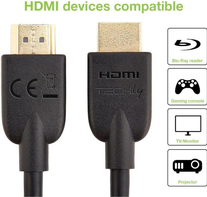 Actual product image Techly HDMI 4K 60Hz High Speed Connection Cable with Ethernet black 0.5m (0.50 m, HDMI)