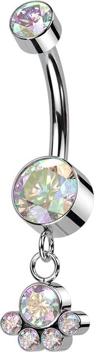 Produktbild Star Piercing Banane Innengewinde silber zwei Zylinder Kristall multicolor Anhänger fünf Kristalle multicolor (ohne Messing, Titan G23)