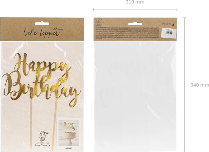Image du produit Partydeco Cake Topper Happy Birthday Gold