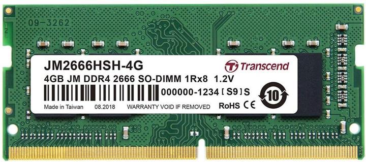 Produktbild Transcend 4GB JM DDR4 2666 SO-DIMM 1Rx8 512Mx8 CL19 1.2V (1 x 4GB, 2666 MHz, DDR4-RAM, SO-DIMM)