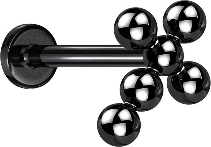 Image du produit Star Piercing Micro Labret femelle noir croix billes (Titane G23, sans laiton)