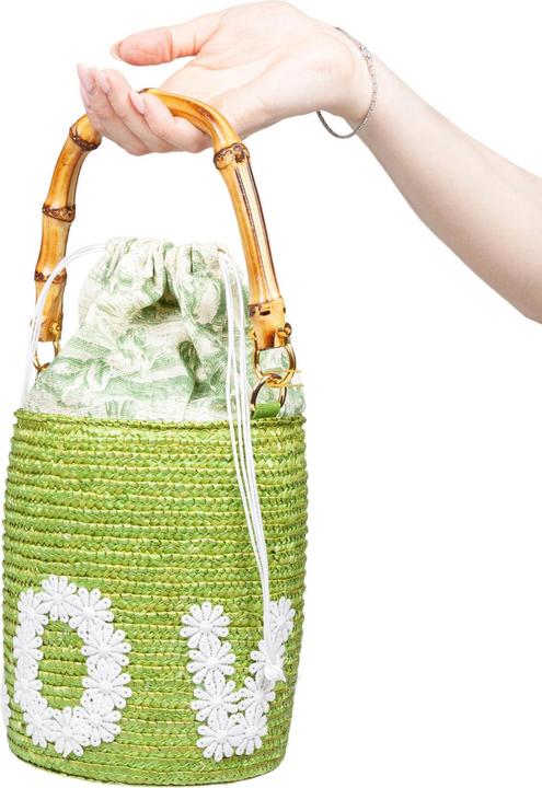 Produktbild La Milanesa love bucket bag in straw color green