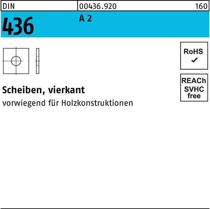 Produktbild Unterlegscheibe DIN 436 vierkant 13,5x 40 x 4 A 2