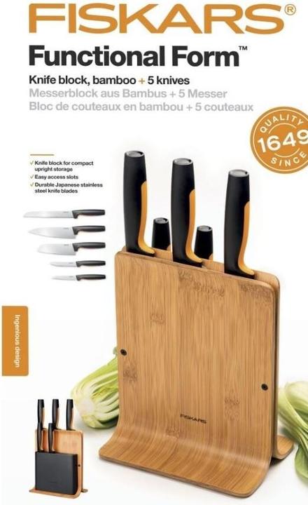 Actual product image Fiskars Functional Form 5 knife set with stand