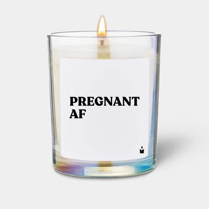 Actual product image Chatty Candles Woody Pregnant AF scented candle