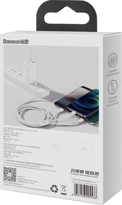 Produktbild Baseus 3 in 1 Multicharger USB-Cable (1.50 m, USB 2.0)