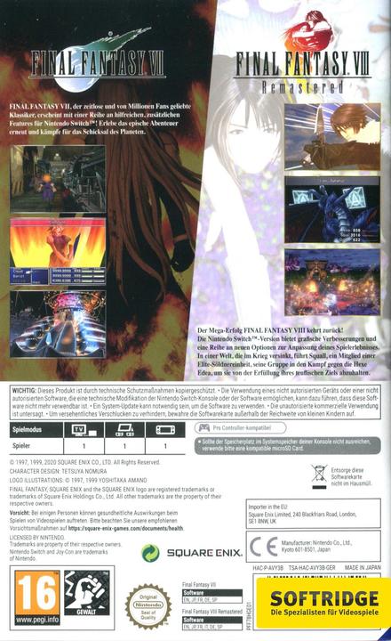 Actual product image Square Enix Final Fantasy 7+8 Twin Pack (Switch, Switch Lite, Switch OLED, DE)