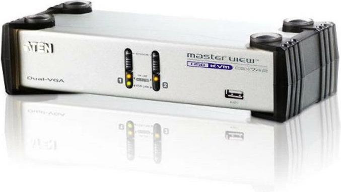 Aten CS1742, 2-Port USB Hub KVM Switch mit VGA Dual-View
