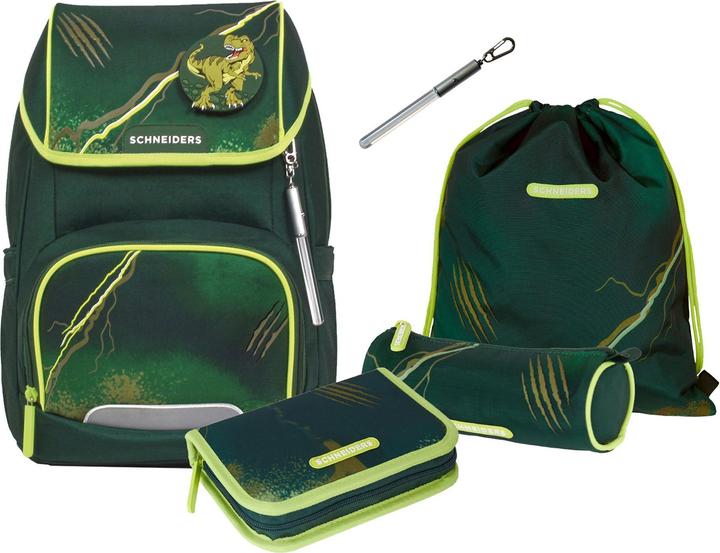Schneiders Schultaschenset Dino olive (19 l)
