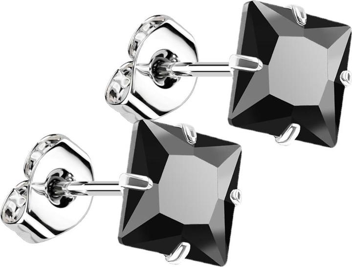 Immagine prodotto Star Piercing Orecchini a perno in argento con cristallo quadrato nero (Argento 925, senza ottone)