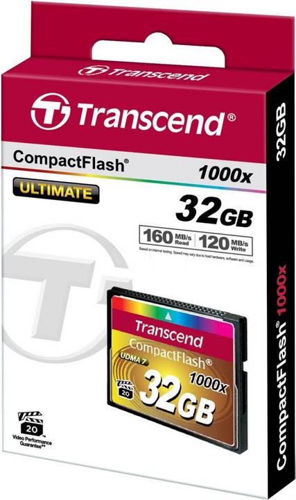 Actual product image Transcend 32 GB CompactFlash card with 1000x write speed (32 GB, CF)