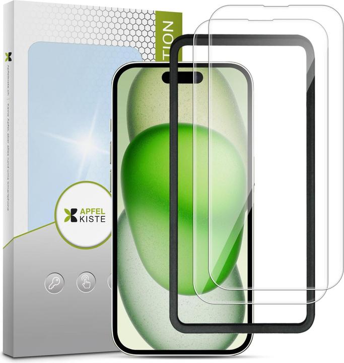 Image du produit Apfelkiste - Panzer Glas Displayschutzfolie mit Montagerahmen (2er Set) (2 pièce(s), Apple iPhone 16 Pro)