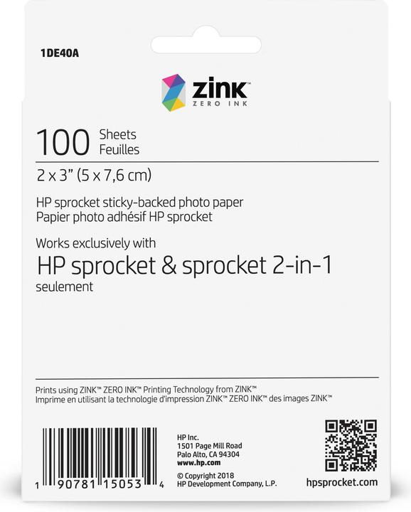 Actual product image HP Sprocket (2 x 3 inch, 100 x)