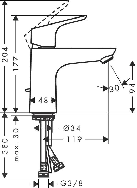 Actual product image hansgrohe Focus single-lever basin mixer 100 with pop-up waste