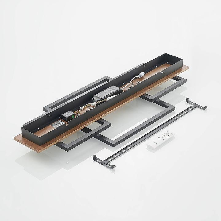 Produktbild Lucande Chariska LED-Deckenlampe Holz schwarz 95cm (740 lm)