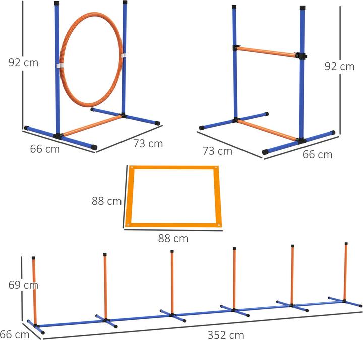 Produktbild PawHut Hunde Agility Set Kunststoff, Oxfordstoff Orange+Blau (Agility)