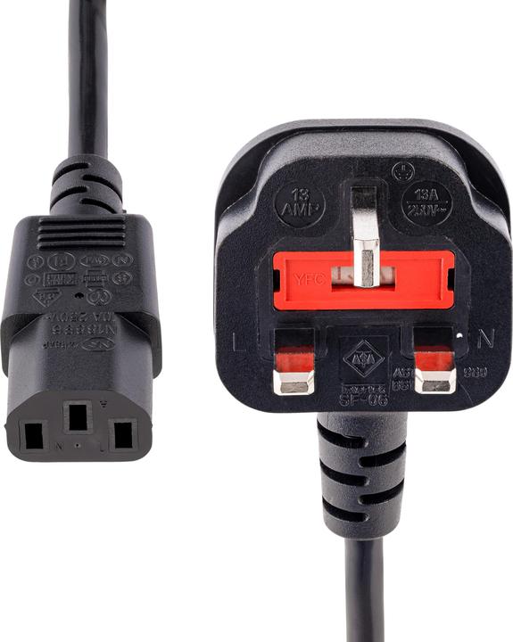 Image du produit StarTech Câble d'alimentation 3m - C13 sur BS 1363 Câble de connexion secteur (3 m, C13)