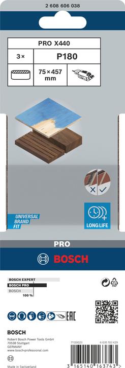 Produktbild Bosch Professional Zubehör PRO X440 Schleifband, 75 x 457 mm, G180 (180)
