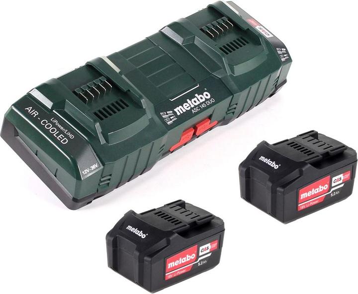 Immagine prodotto Metabo Set base con 2 batterie Li-Power da 5,2Ah + caricatore doppio ASC 145 DUO (18 V)