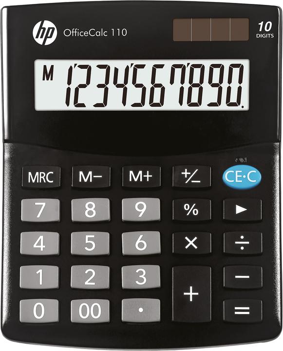 HP Calculatrice de bureau OfficeCalc 110 noire (Cellules solaires, Piles)