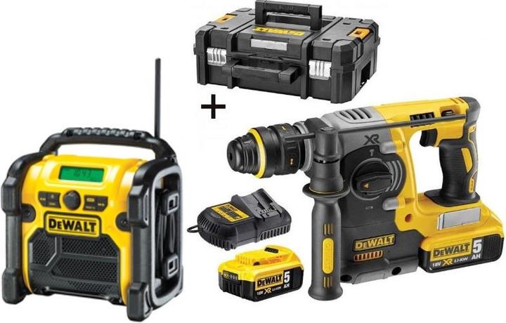 DeWalt SDS-PLUS DRILLING HAMMER 18V 2.1J 2 x 5.0Ah XR LI-ION SHORT HAMMER TSTAK DCH273P2T (Rechargeable battery operated)