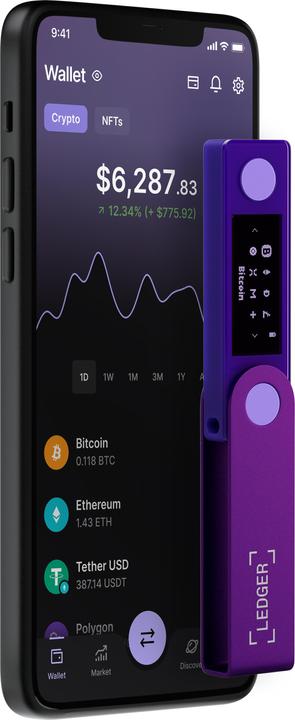 Actual product image Ledger Nano X Amethyst Purple (Litecoin, Bitcoin, Cardano, Ether, Dogecoin, TRON, Ethereum Classic, Monero, Ripple, Bitcoin cash, Stellar)