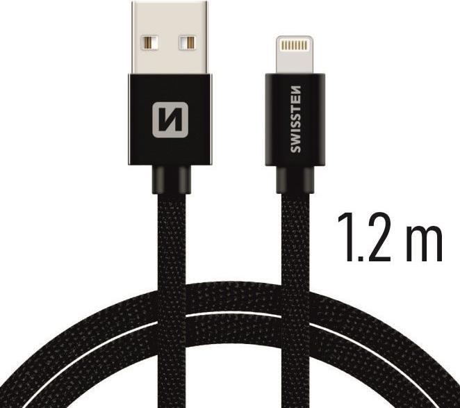 Swissten Datenkabel Textil USB / Lightning 1.2 M (1.20 m, USB 3.2 Gen 1)