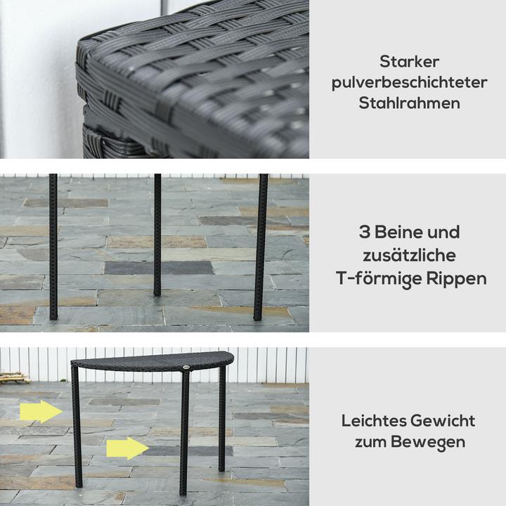 Produktbild Outsunny Rattan Balkontisch halbrund (50 cm)