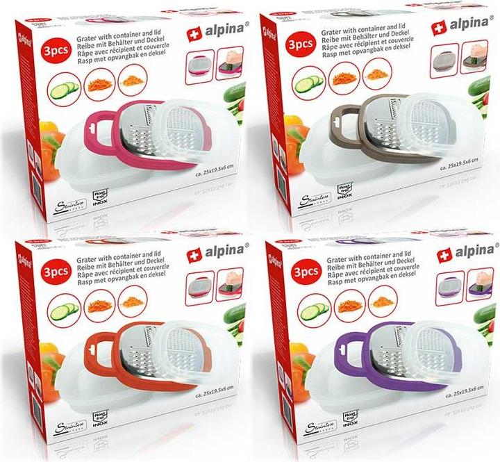 Produktbild alpina Multifunktionsreibe mit Behälter (lila)