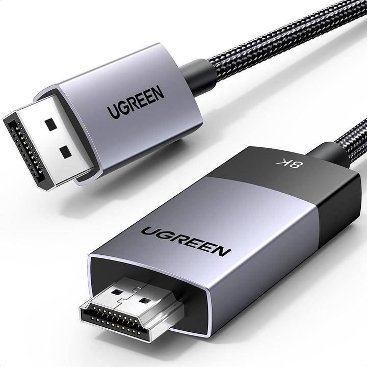 Actual product image Ugreen DisplayPort to HDMI cable DP115, 8k 60 Hz, 2m (black) (2 m, DisplayPort)