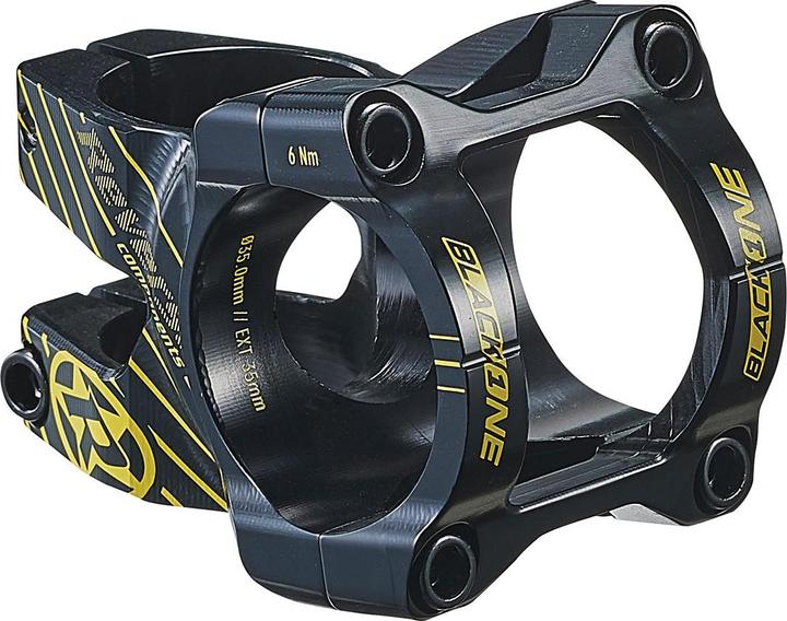 Actual product image Reverse Stem "Black One Enduro" 35mm,0°, Ø35mm, black / yellow (35 mm, 35 mm)