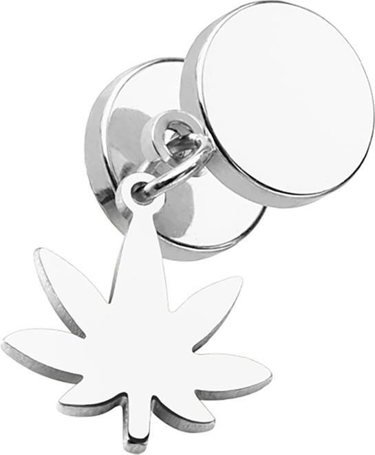 Image du produit Star Piercing Fake Plug silber mit Anhänger Hanfblatt (sans laiton, Acier chirurgical 316L)