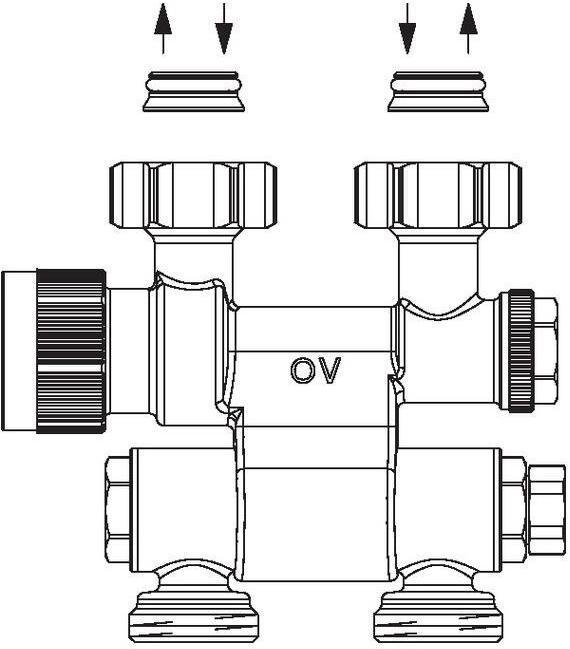 Produktbild Oventrop OV Anschlussarmatur Multiblock TF an Heizkörper mit AG 3/4Zoll schwenkbar