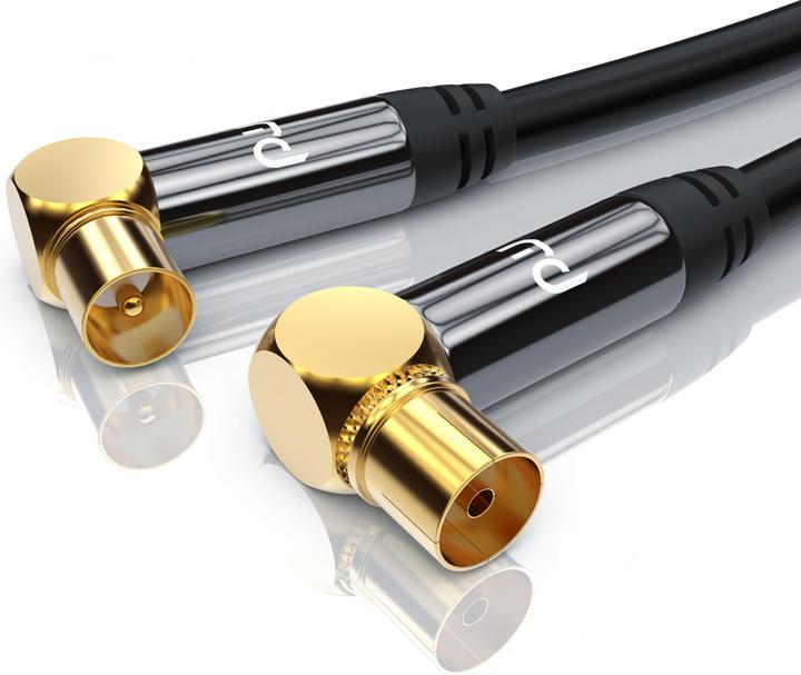 Image du produit Primewire Cable d'antenne coude 90° | Cable coaxial HDTV Premium 135dB / 75 Ohm | FullHD / 4k Ultra HD (85 dB, Câble d'antenne)