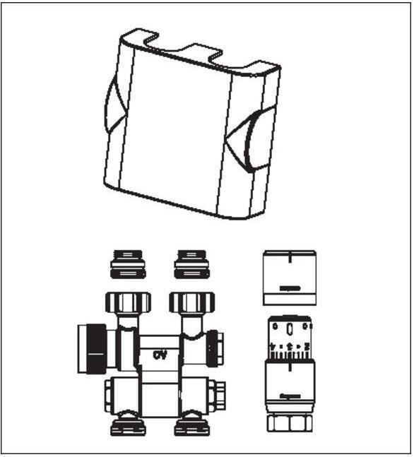 Actual product image Oventrop OV Bathroom radiator connection set 7 flow/return connection white