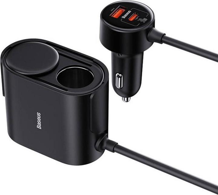 Actual product image Baseus High Efficiency Pro 1-for-2 Car Cigarette Lighter 30 W (Black)