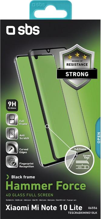 Image du produit SBS Protection d'écran en verre 4D Full Cover Xiaomi Mi Note 10 Lite, noir (1 pièce(s), Mi Note 10 Lite)