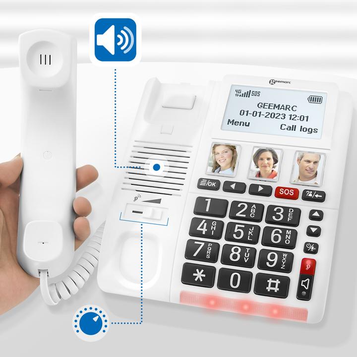 Produktbild Geemarc CL9000 - 4G Schnurgebundenes Notruftelefon mit Notrufarmband