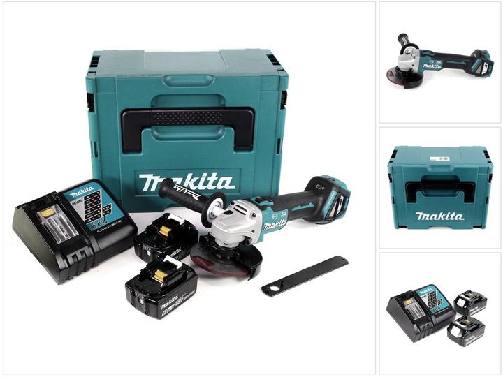 Produktbild Makita DGA 513 RGJ Akku Winkelschleifer 18V 125mm Brushless + 2x Akku 6,0Ah + Ladegerät + Makpac (125 mm)
