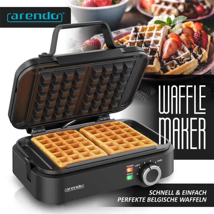 Actual product image Arendo Waffle iron, waffle maker, 2 waffles à 12.6 cm, 1200 W, non-stick coating, Belgian waffles