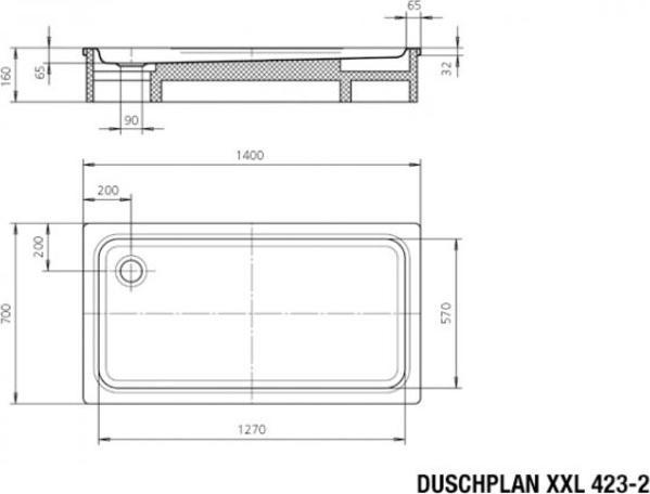Produktbild Kaldewei Duschplan XXL 423-2 70x140cm mit Styroporträger