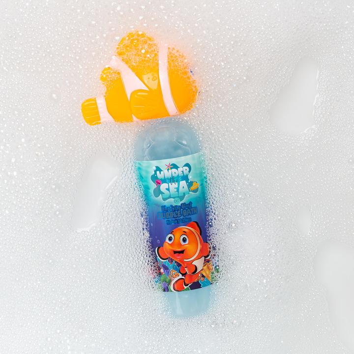 Immagine prodotto Accentra Bagno schiuma SOTTO IL MARE in bottiglia con tappo decorativo a forma di pesce pagliaccio, 300ml (300 ml, Bagnoschiuma)