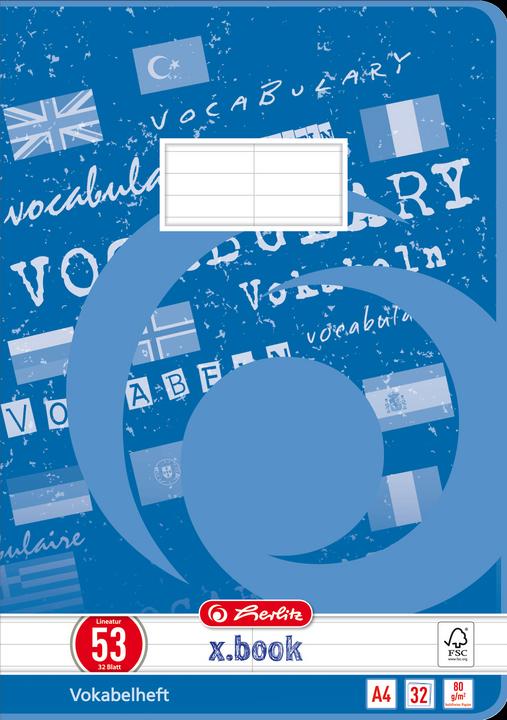 Actual product image Herlitz Vocabulary book x.book, DIN A4, 2 columns, 32 sheets (A4, Lined, Soft cover)