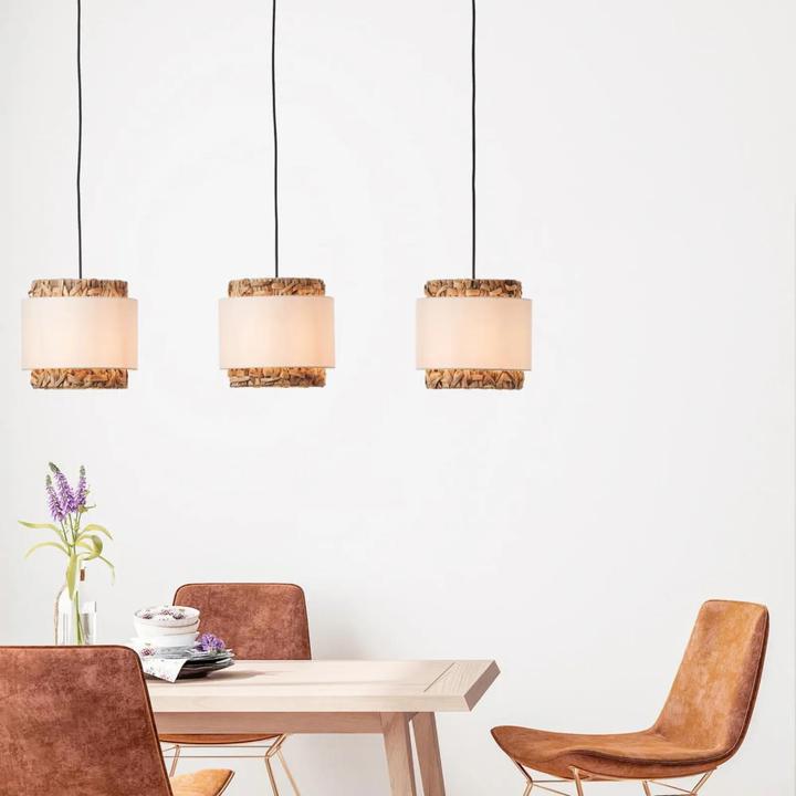 Productafbeelding Brilliant Waterlilly Hanglamp 3flg zwart/natuur/wit (E27)